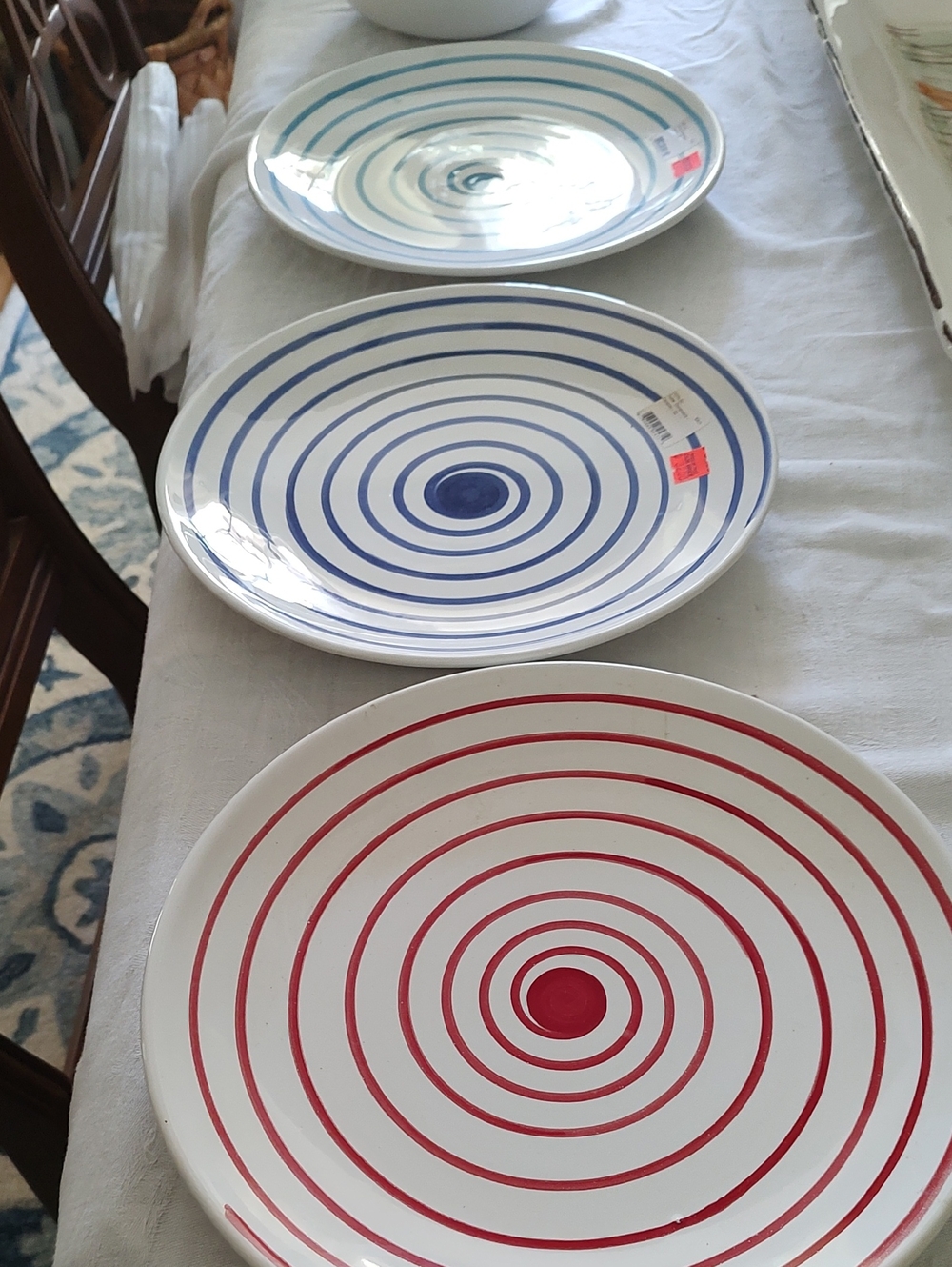 Set Of Three Striped Pattern Dinner Plates